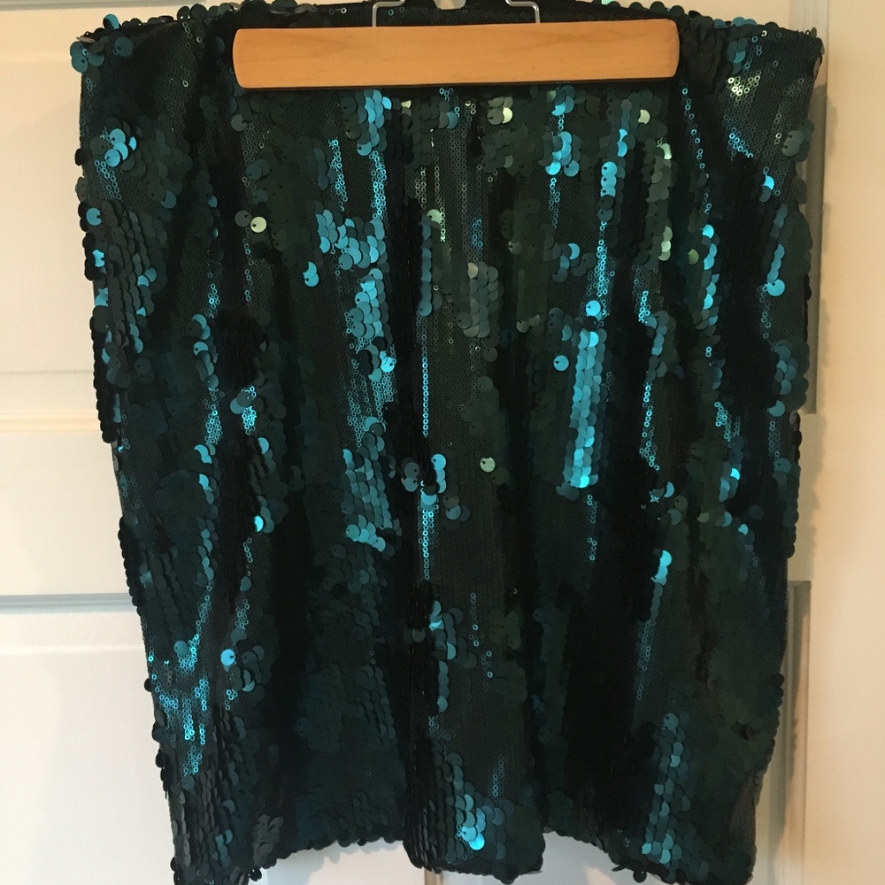 Francesca's Dark Turquoise Sequin Skirt